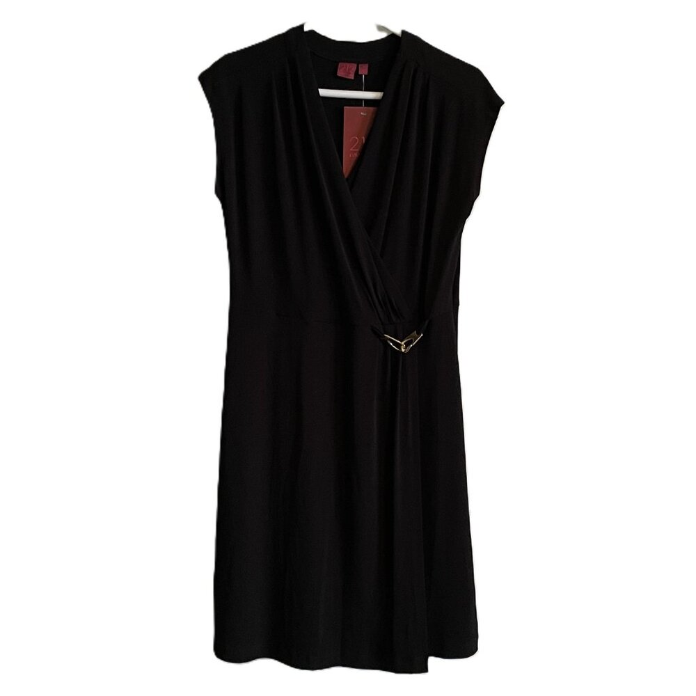 212 COLLECTION WOMENS DRESS Large BLACK Classic Basic SLEEVELESS 1087AT